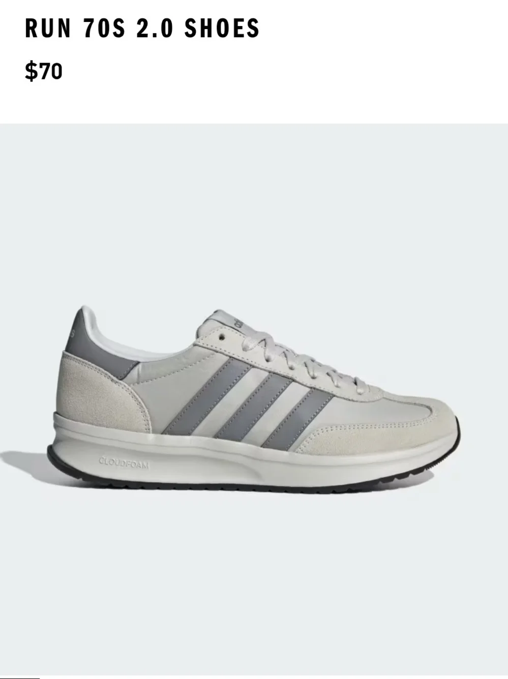 adidas Run 70s 2.0 Men’s Sneakers - Light Gray and Gray